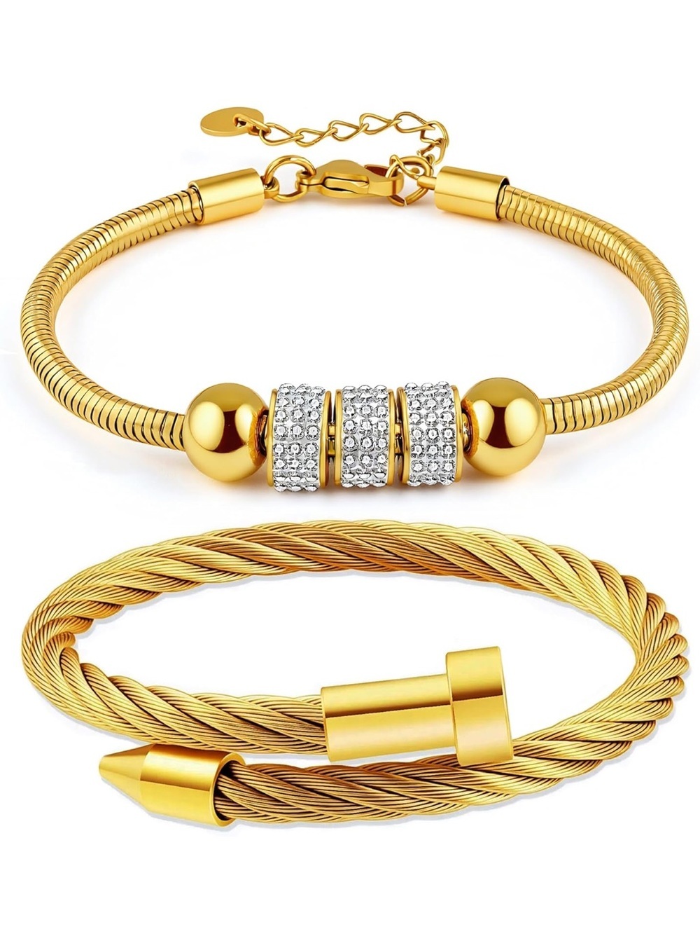 Gold Crystal Accent Women's Bracelet Set